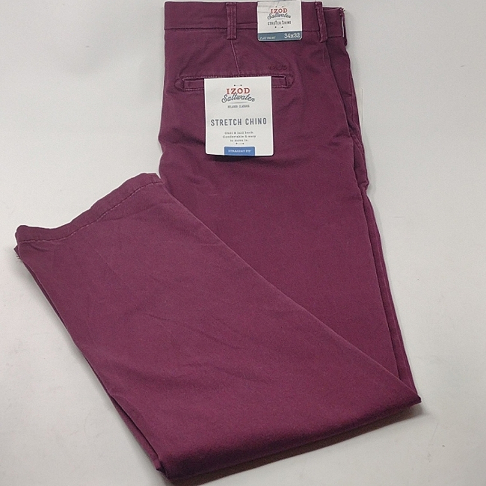 Izod Men's Saltwater Stretch Flat Front Chinos - Picture 4 of 12